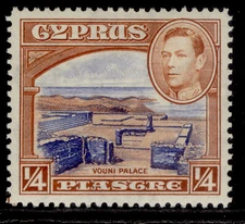 CYPRUS GVI SG151, ¼pi ultramarine & orange, M MINT.