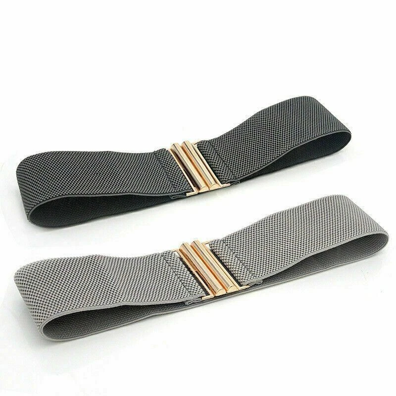 Women Elasticated Stretch Wide Belt Retro Vintage Waistband Dress Metal Buckle - Image 4 of 4