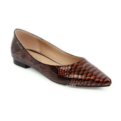Women Patent Leather Pointy Toe Slip on Flats Casual Loafers Shoes Plus Size - Picture 9 of 21