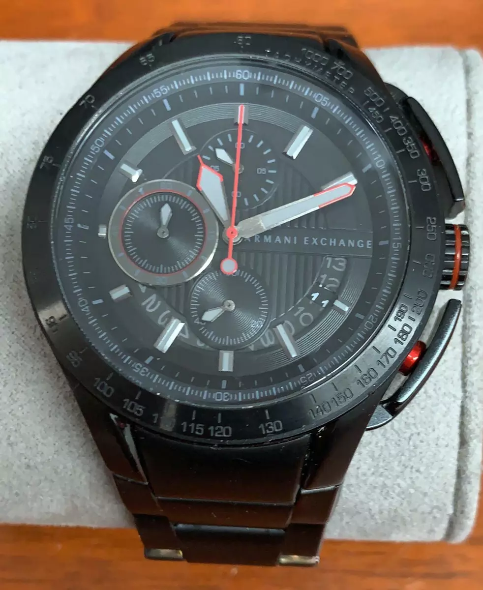 Armani exchange black store stainless steel watch