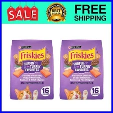 Friskies Dry Cat Food, Surfin' & Turfin' Favorites, 16 lb. 2 Pack