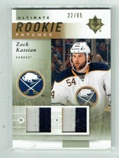 11-12 UD Upper Deck Ultimate Rookie Patches  Zack Kassian  /65  Dual Patches