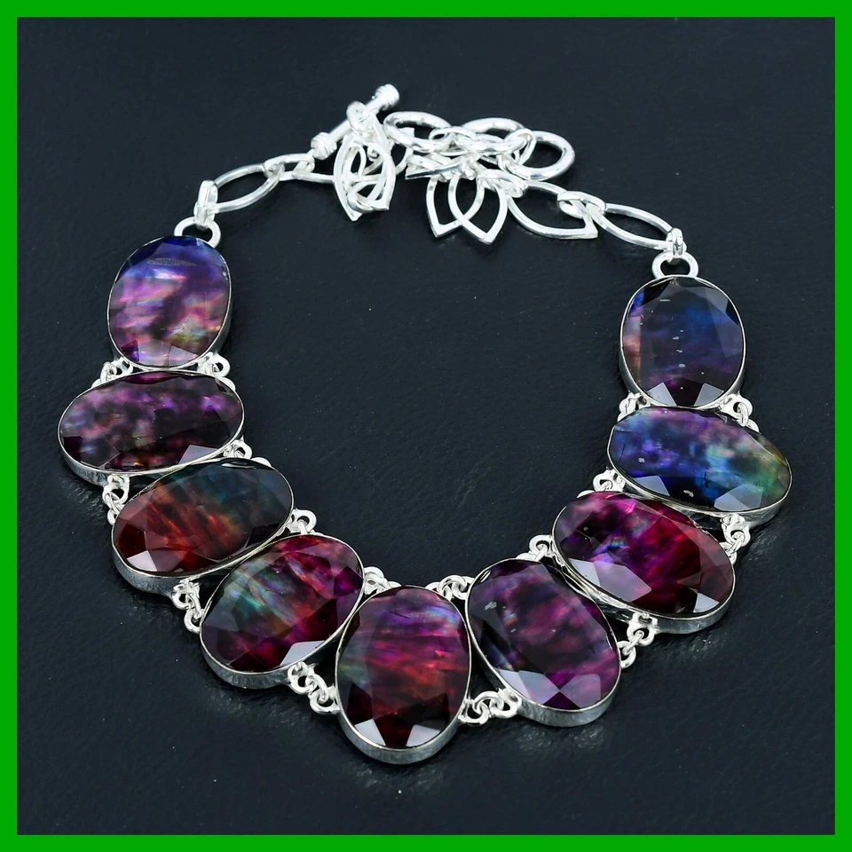 Nuevo collar de regalo para hermanas cadena ammolita natural plata esterlina venta día mujer Foto 2 de 4