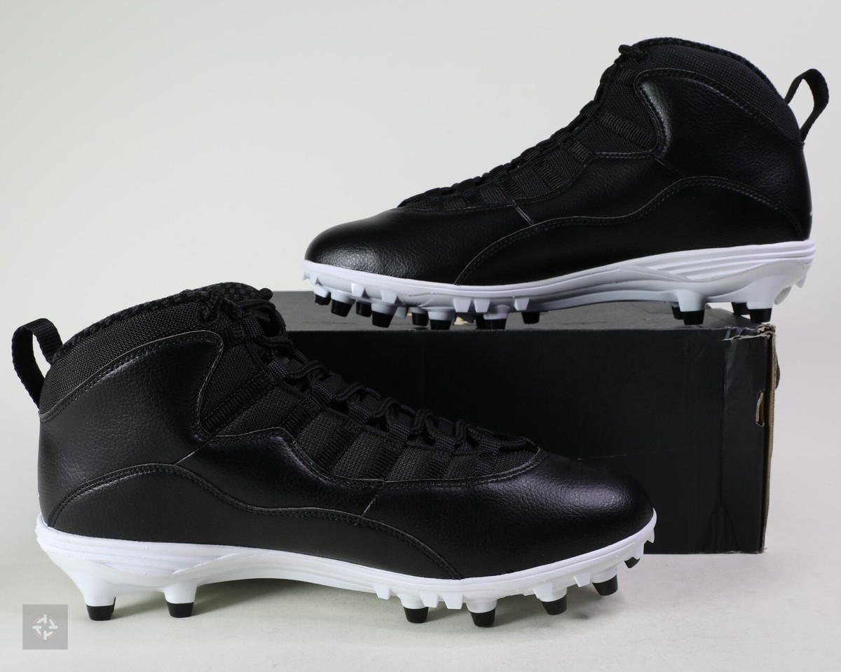 Nike Jordan 10 TD Mid Black White Football Cleats Men's Size Nike Jordan 10 TD Mid Black White Football Cleats Men's Size