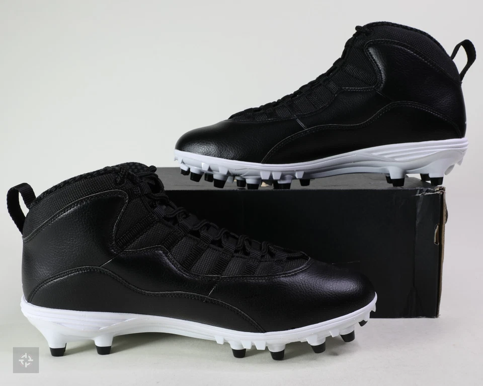 Nike Jordan 10 TD Mid Black White Football Cleats Men's Size 11.5 (CQ2073-001) - Image 2 of 4