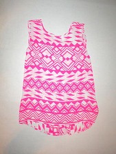New Womens Small Minx USA made Blouse Top White Pink Sleeveless Open Back Slit S