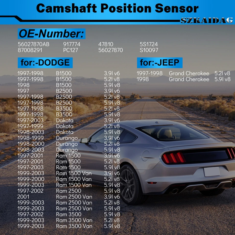 Crankshaft Position Sensor for 97-03 DODGE Ram 1500 2500 3500 Van JEEP 3.9L 5.2L - Image 2 of 4