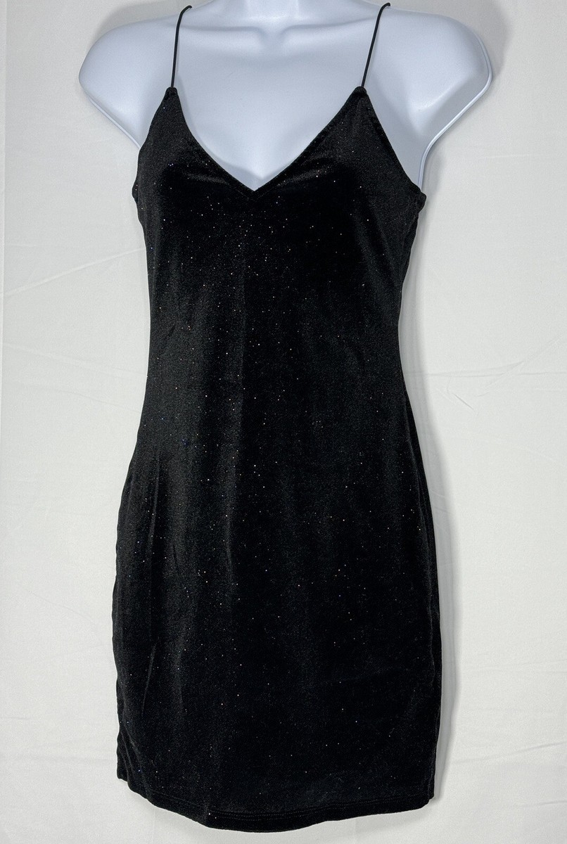 H&M Divided Women’s Short Fitted Sparkly Glitter Black Dress-Sz Small