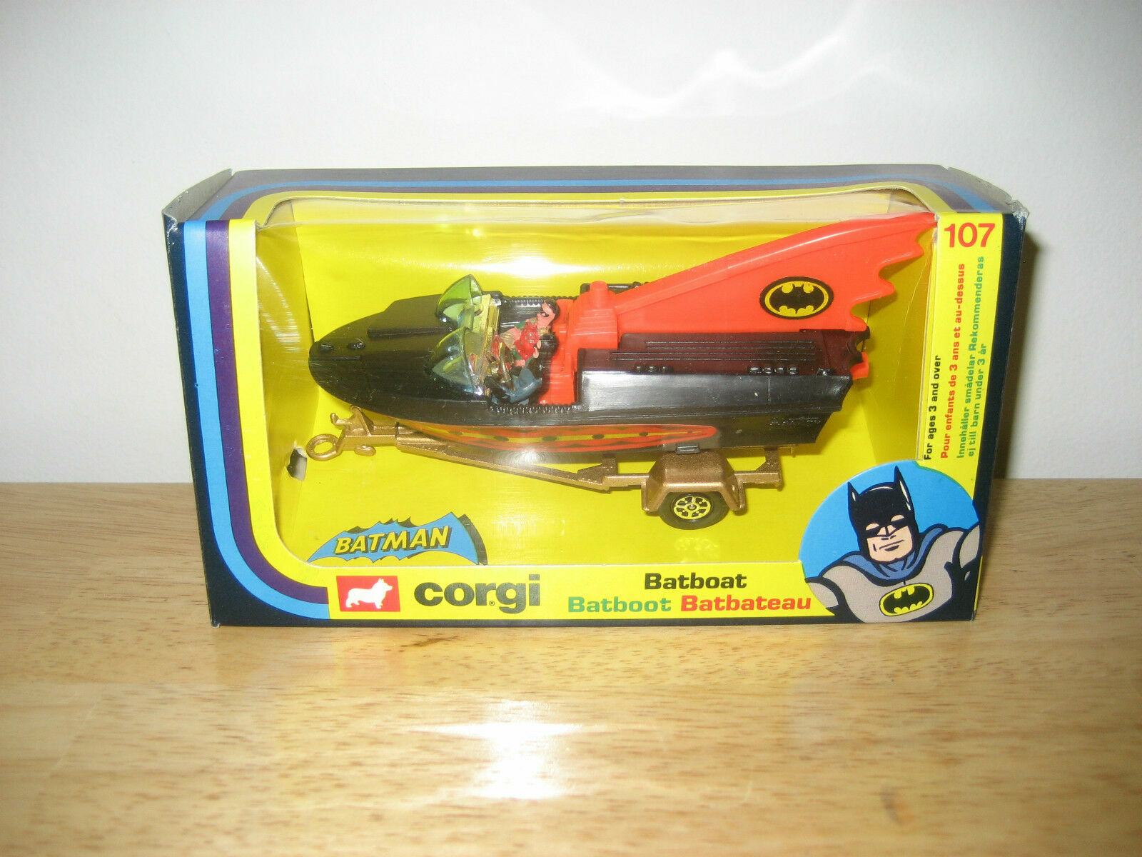 Vintage Original 1976 Corgi 107 Batman Robin Batboat & Trailer 2nd Issue Boat 