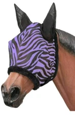 Tough 1 Large Horse Size Purple Zebra Print Fly Mask horse tack equine 85-7600