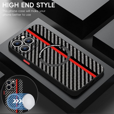 Magsafe Hülle für iPhone 16 15 14 Pro Max 13 12 Magnet Carbon Schutz Handy Case