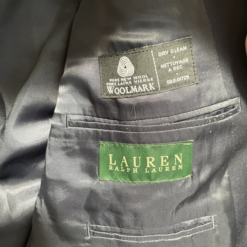Lauren Ralph Lauren Blazer Jacket Sport Coat Mens 44R Blue Long Sleeve