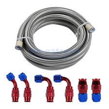 AN8 -8AN AN-8 Fitting Swivel Stainless Steel Braided Oil Fuel Hose Line Kit 10FT