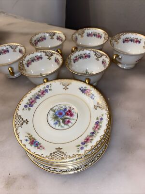 Rosenthal Ivory Bavaria Floranada Gold Trim Demitasse 6 Tea Cup