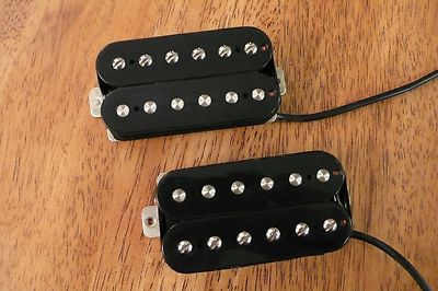 HUMBUCKER PICKUP SET BLACK ALNICO 8 NICKEL SILVER BASEPLATE FOUR CONDUCTOR WIRED