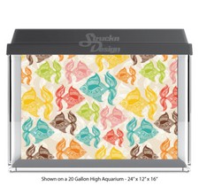 Colorful Fish Pattern MCM Polyester Fish Tank Glass Backdrop Aquarium Background