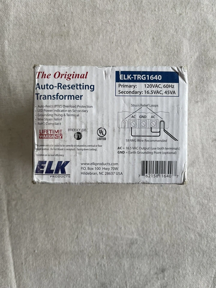 ELK Isolation Transformer, ELK-TRG1640, Input: 120VAC 60Hz, Output: 16.5VAC 45VA - Image 2 of 2