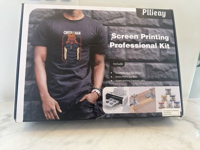 Pllieay 60pcs Screen Printing Kit with LED UV Exposure Lamp, 6 Colors Screen Pri
