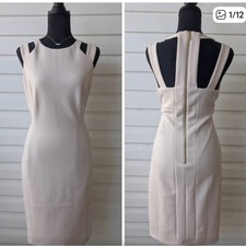 Calvin Klein Pink Sheath Midi Dress Scoop Neck Sleeveless