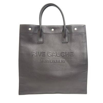 YVES SAINT LAURENT 663970 leather North South Rive Gauche Tote Bag black leather