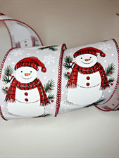 Snowman Red White Green Gold Wired Edge Christmas Ribbon 2.5"x10yds Brand New