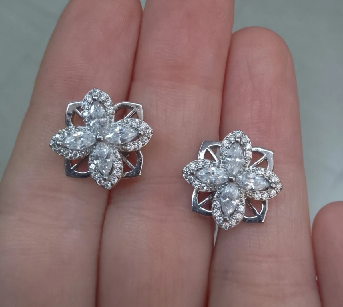 Orecchini In Argento Sterling 925 Marquise Con Topazio Blu E