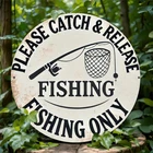 Fishing Only Metal Sign Please Catch Release Vintage Lake House Wall Decoration