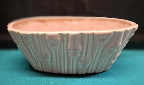 Vintage Pink BRUSH POTTERY Bamboo PLANTER # 431 USA