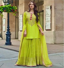 Designer Sharara Suit Set Embroidered Georgette Kurta Dupatta Party Wear