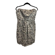 Gianni Bini Strapless‎ Dress Party Cocktail Black & Silver Floral Print Dress