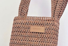 Burberry Goddess Crochet Natural Paper Straw Large Tote Bag BNWT GWP
