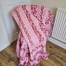 Vintage Silky/Satin Feel Pink Floral Bedspread Single Cottagecore Decor 