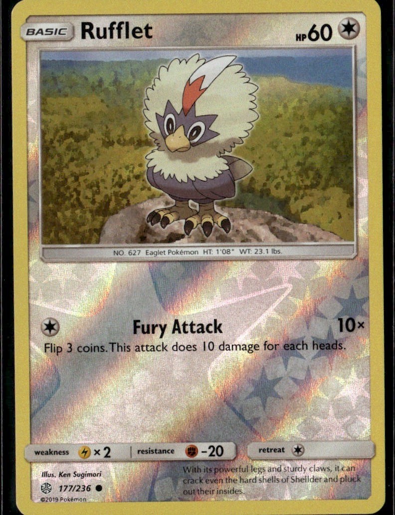 Rufflet Common SM Cosmic Eclipse 177/236 Colorless Reverse Holo Pokemon Card