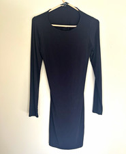 Lulus Black Solid Bodycon Mini Dress Long Sleeve Scoop Neck Womens Size S