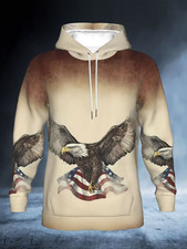 Eagle And The American Flag 3D Print Hoodie - Adults  Youth