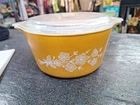 Vtg Pyrex 473-B Butterfly Gold 1 Qt Casserole W/ Clear Lid