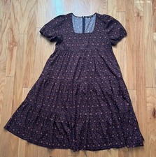 Madewell Aidy Square Neck Tiered Midi Dress Size 6 Orchard Floral, Side Pockets