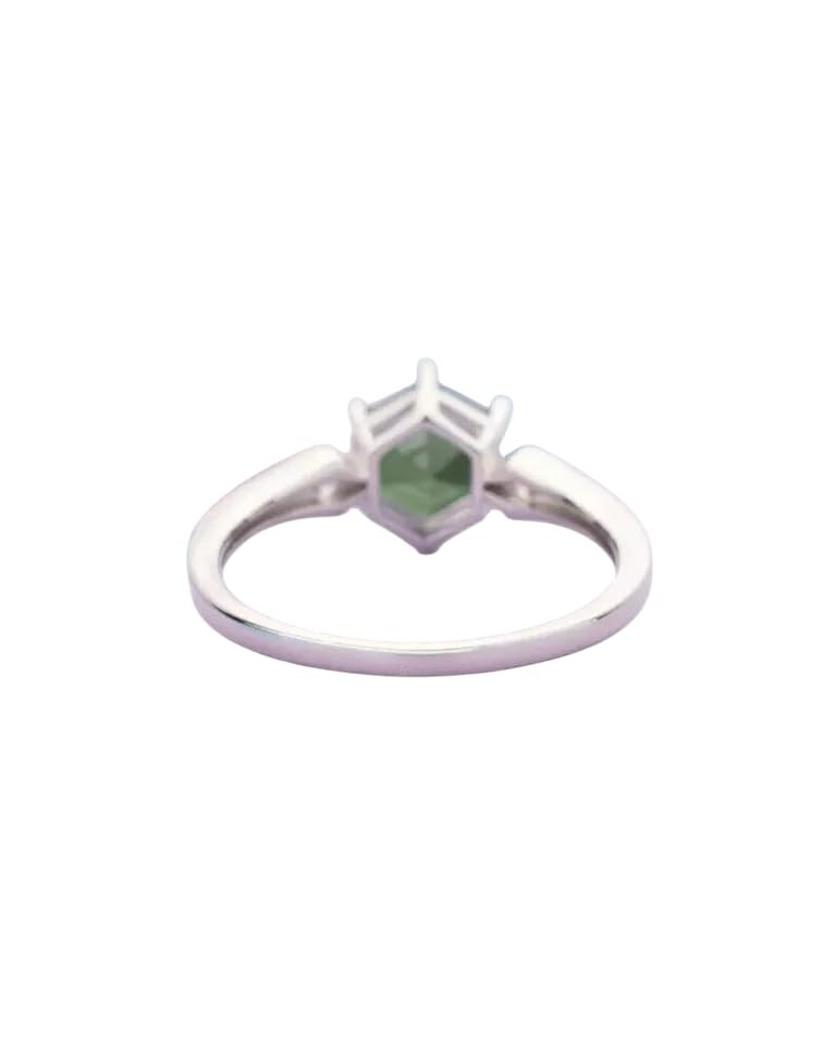 NATURAL GREEN MOSS AGATE & CZ GEMSTONE BIRTHSTONE 925 SOLID SILVER WOMENS RING