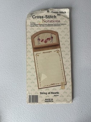 Cross Stitch Notations String Of Hearts MCM Message Pad Note Pad Made In USA