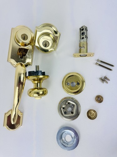 Kwikset Montara Polished Brass Single Cylinder Handle Parts Only (95530-017)