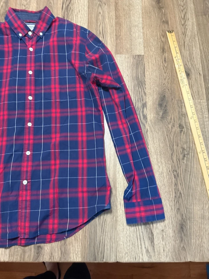 Express Shirt, Men's Size Medium, Red Blue, Plaid, Long Sleeve Button Up - Image 4 of 4