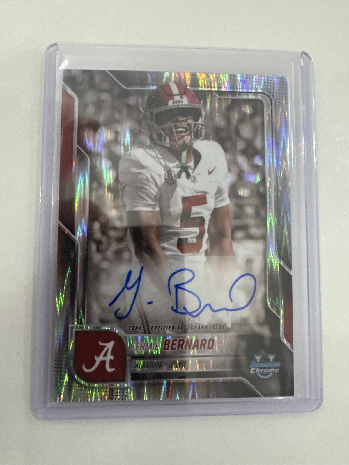 Germie Bernard 2025 Bowman Chrome U Stealth Refractor Auto #BCA-GB, Alabama