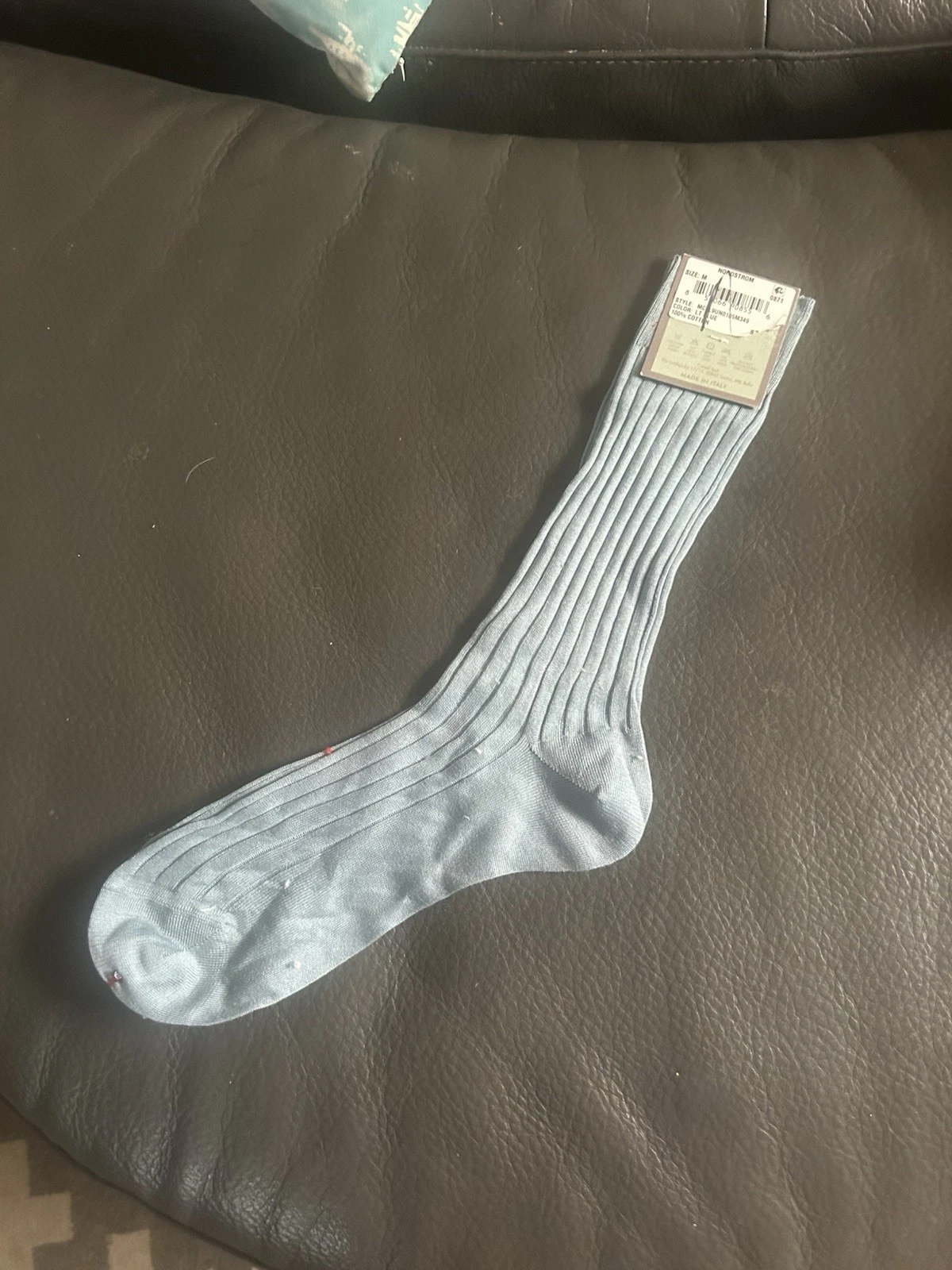 CANALI MENS RIB KNIT DRESS SOCKS BLUE SIZE Medium NWT