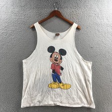 Disney Mickey Mouse Tank Top Mens 48 White Graphic Print Sleeveless Pullover