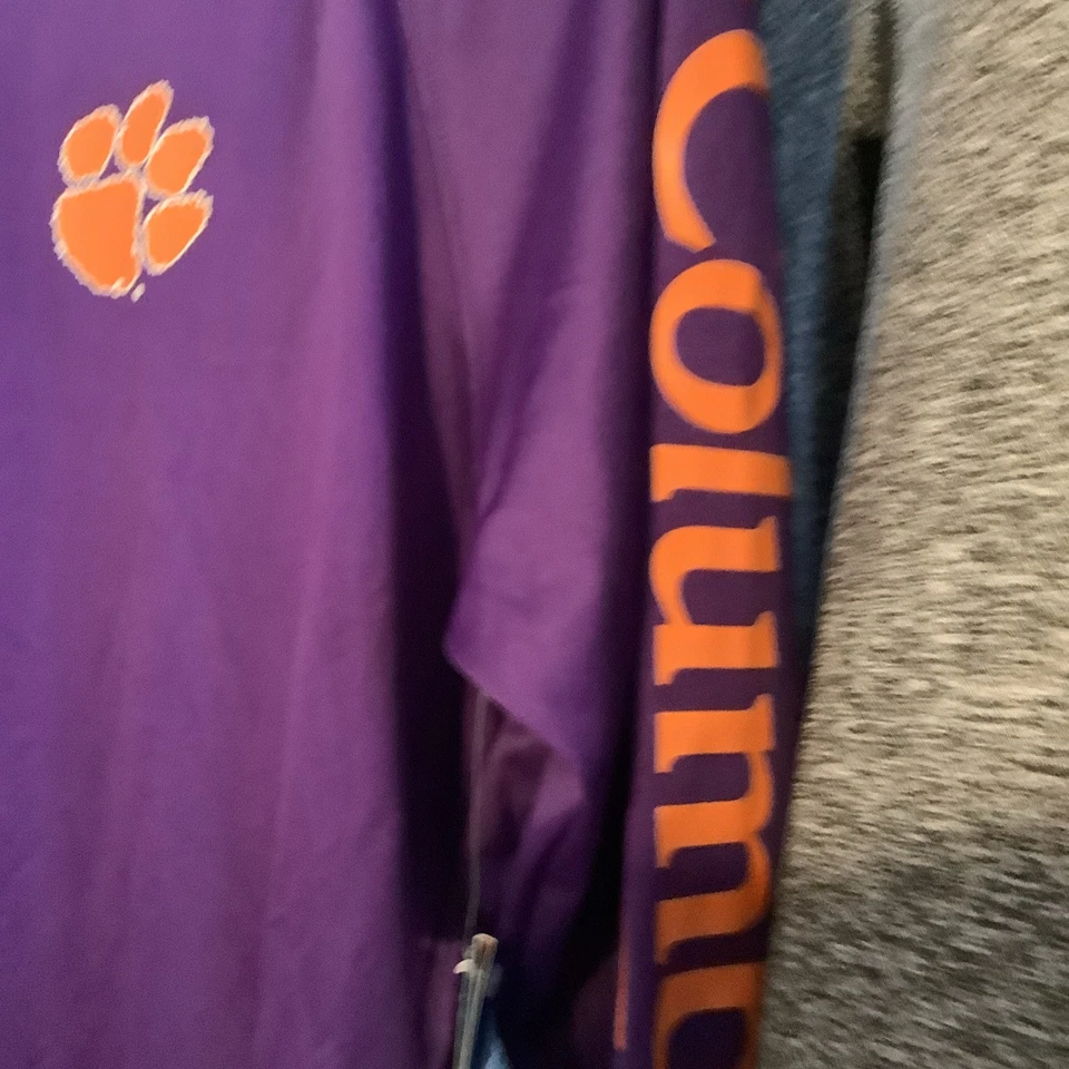 Camisa de rendimiento Clemson Tigers púrpura Columbia PFG omni-sombra manga larga XL Foto 4 de 4