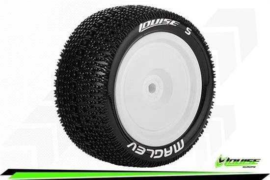 Louise E-MAGLEV 1-10 Buggy Reifen Fertig Verklebt Soft Felgen Weiss Kyosho Hex 1 - Bild 2 von 2