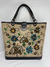 Enid Collins Purse Handbag Jewel Garden Mid Century Floral Flowers