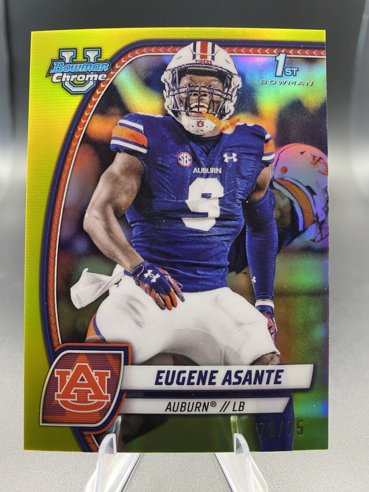 Eugene Asante  2024 Bowman University Chrome # 73 Yellow Refractor /75
