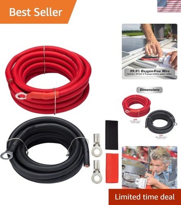 AWG 5 Gauge 10ft Battery Power Inverter Cables - 2ct Red/Black Battery Cable ...