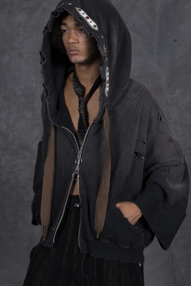 KAPITAL Thriller Damaged Devil Hood Blouson Studs Remake hoodie